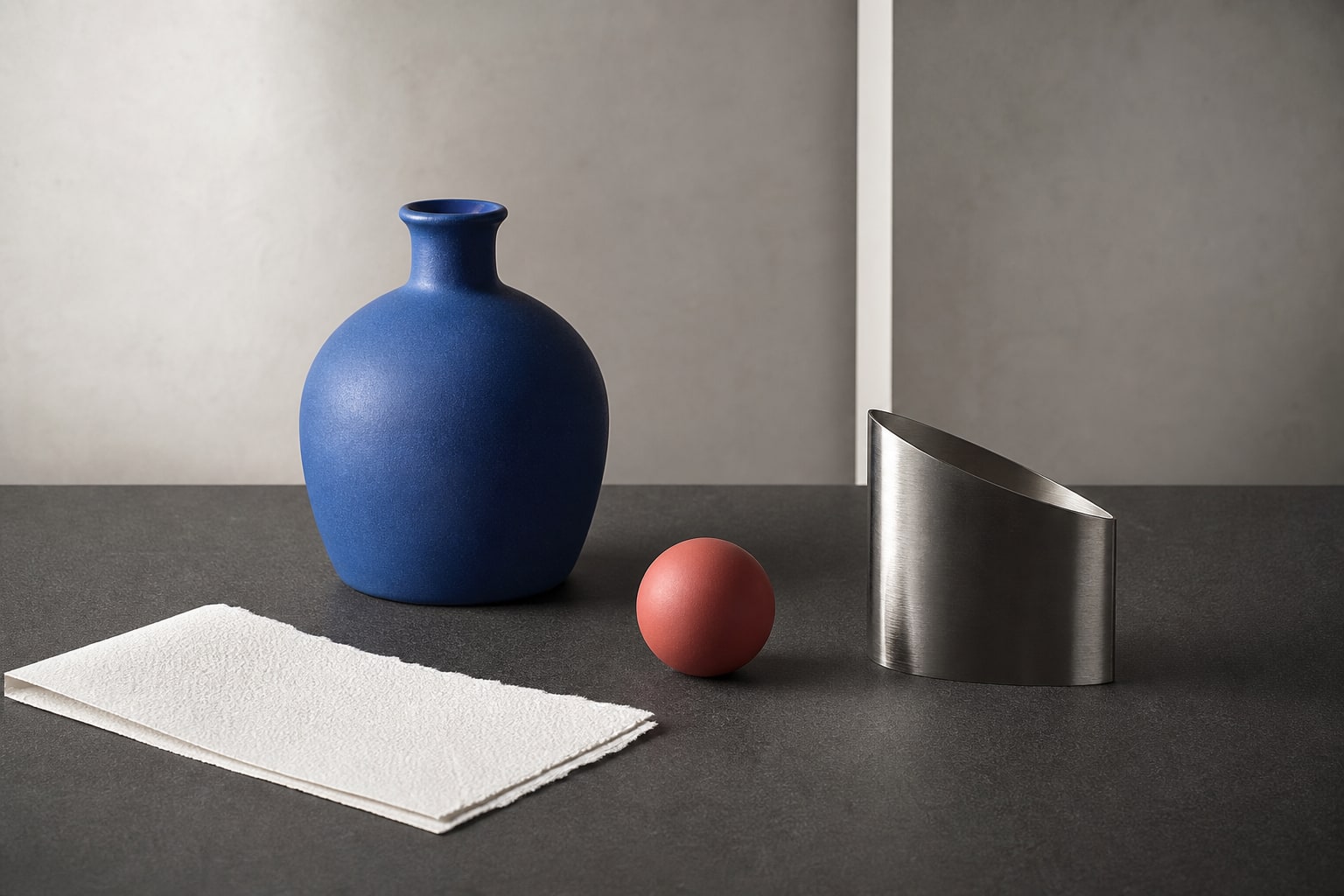 A carefully lit studio scene with measured color, contrast, texture and composition